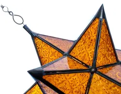 Orientalisch angehauchte Vintage Deko in Sternform zum Aufhängen, orange-gold - Bild 4