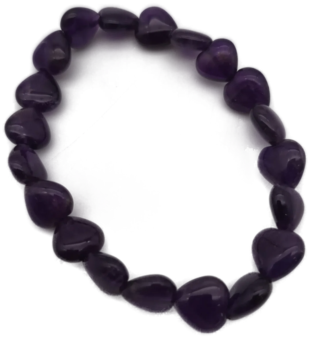 Armband, Herzperlen aus Amethyst, lila – Bild 1