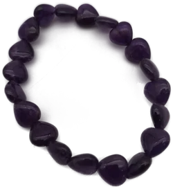 Armband, Herzperlen aus Amethyst, lila
