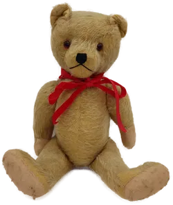 Vintage Teddybär hellbraun mit roter Schleife - Bild 2