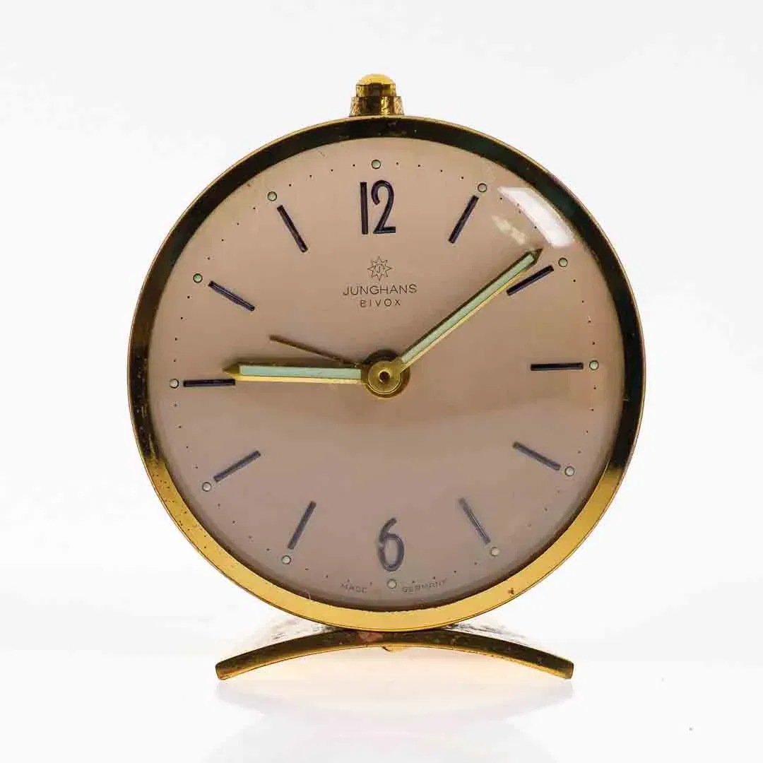 JUNGHANS Vintage Tischuhr mit Weckerfunktion in braun-gold - Bild 4