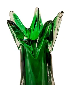 Grüne Glasvase mit ausgefallenem Rand ca. 22 cm – Vorschau 2