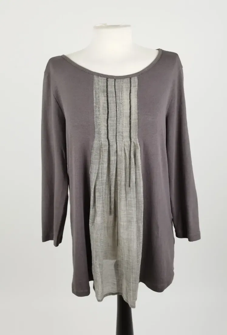 Fabiana Filippi - Graues Oberteil mit Kettendetails - XXL, 94% Baumwolle, 6% Lycra - Bild 1