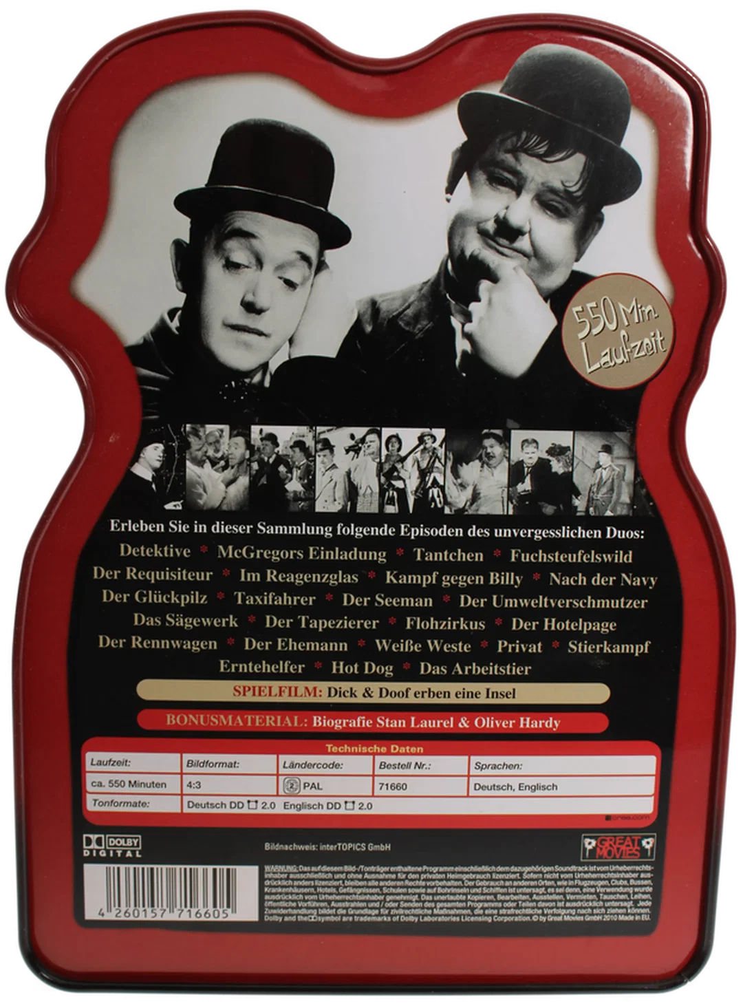 DVD - Box Laurel & Hardy  – 100% Solo & Duo, Slapstick Collection, 550 Min. Laufzeit – Bild 2