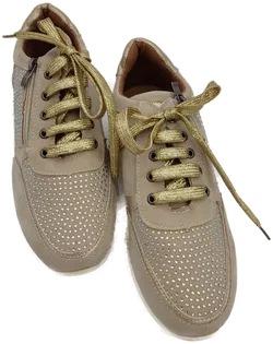 Damen Sneaker Beige Kunstfaser | Zeitloses Unikat - Bild 1