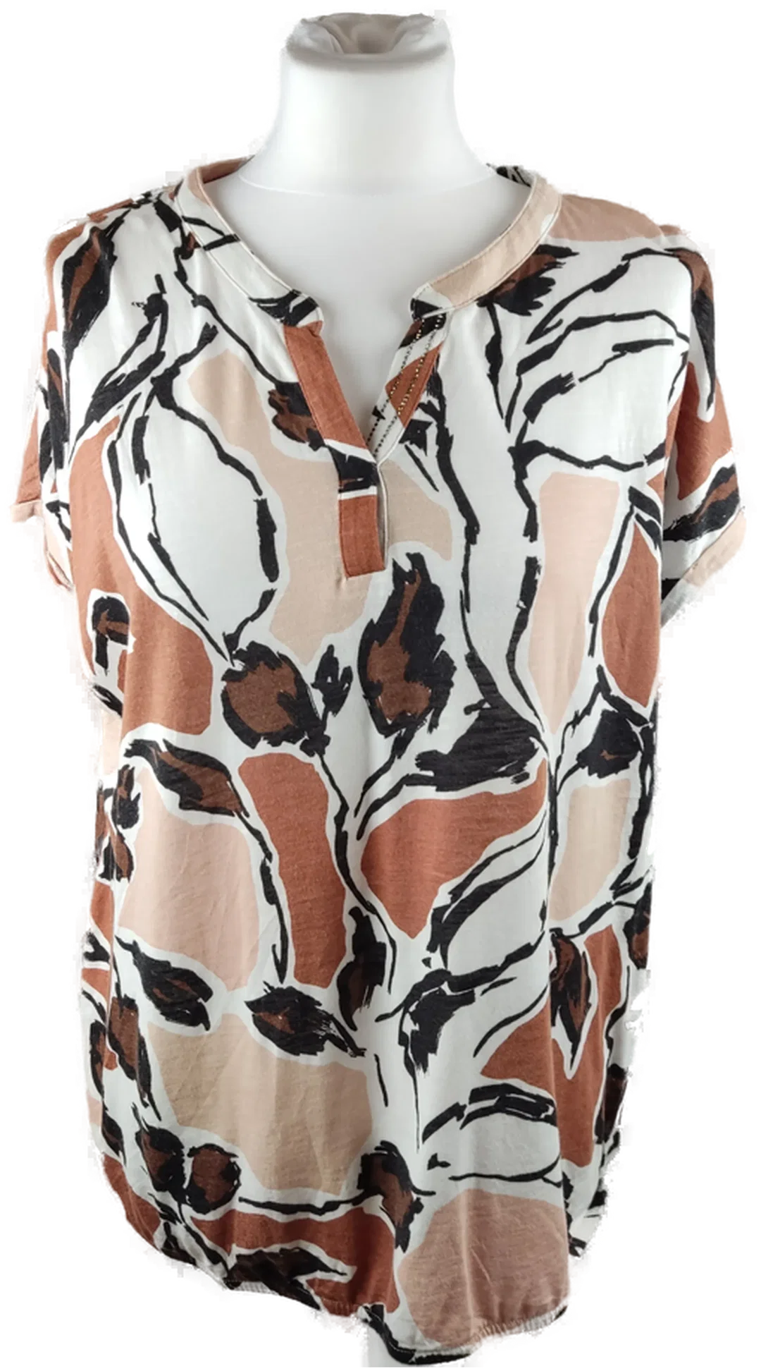 Bonita Hemdbluse L in Weiß-Beige-Braun | Casual-Vintage – Bild 1