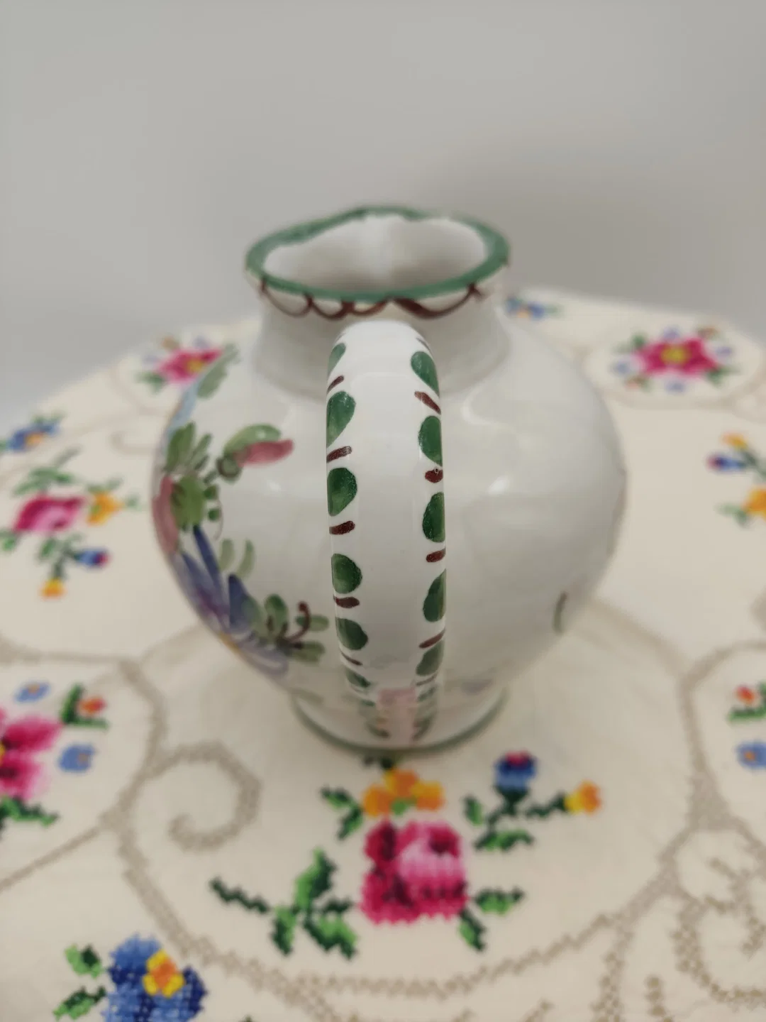 Ulmer Keramik Krug mit Blumenmotiv | Vintage-Charme – Bild 4