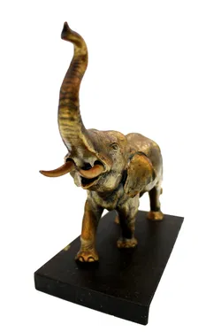 Massive Messing Elefant Figur auf Marmorsockel – ca. 25 x 23 x 12 cm – schwere Skulptur - Bild 3