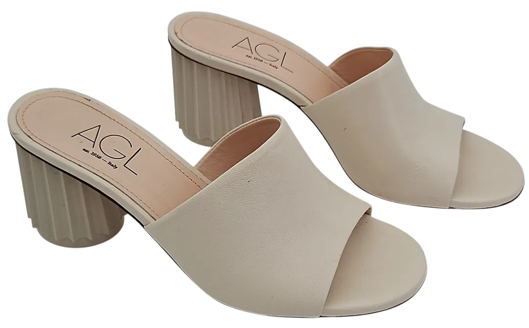 AGL Damen Leder Pantoletten, creme - Gr. 39 - Bild 1