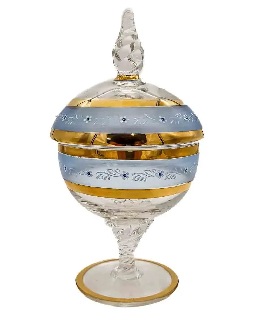 Bonboniere aus Glas mit Goldrand, ca. 19 cm - Bild 3