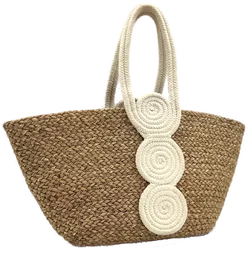 Strohhandtasche Damen mit weißen Muster