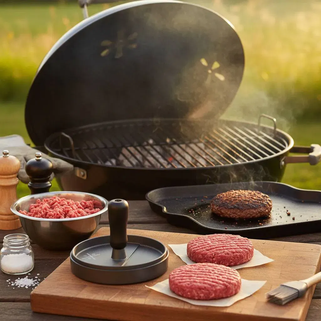 Urban & Gray Burgerpresse (2-teilig) — Metall mit Griff, Formhilfe für Burger-Pattys - Bild 1