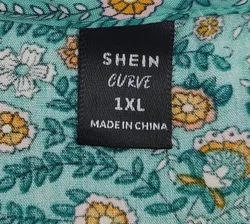 SHEIN CURVE Damen Kurzarm-Midikleid mit Blümchen, türkis - Gr. XL - Bild 4