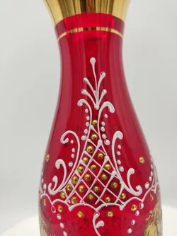  Glas aus Italien rubinrot mit goldenen Akzenten - Bild 2