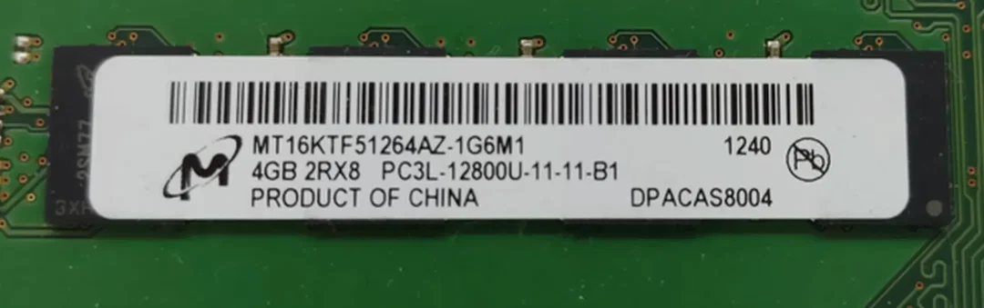 Micron 4GB DDR3 2RX8 PC3L-12800U-11-11-B1 Arbeitsspeicher / RAM  – Bild 2