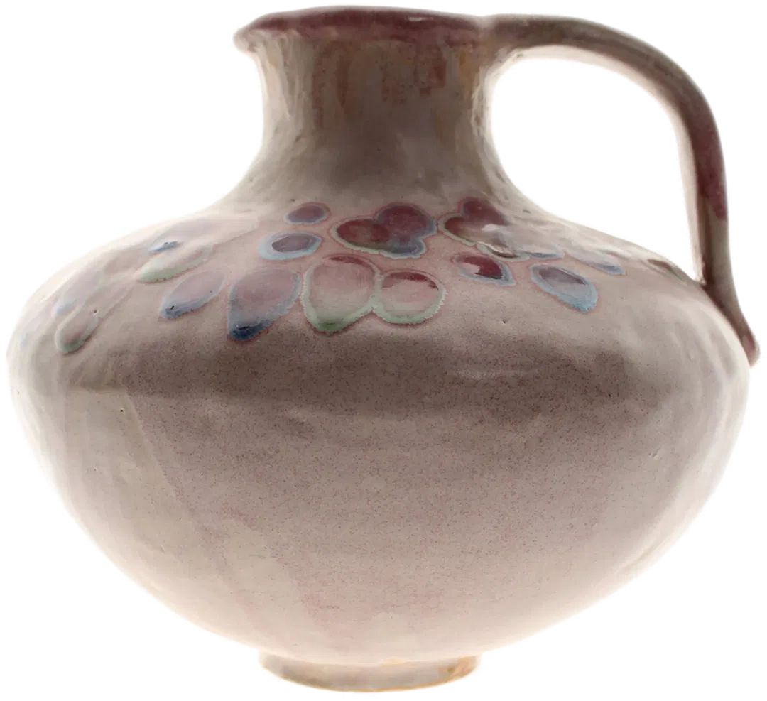 Handgefertigter Keramik-Krug & Teller – Pastellfarben mit abstraktem Blüten-/Blasendekor - Bild 1