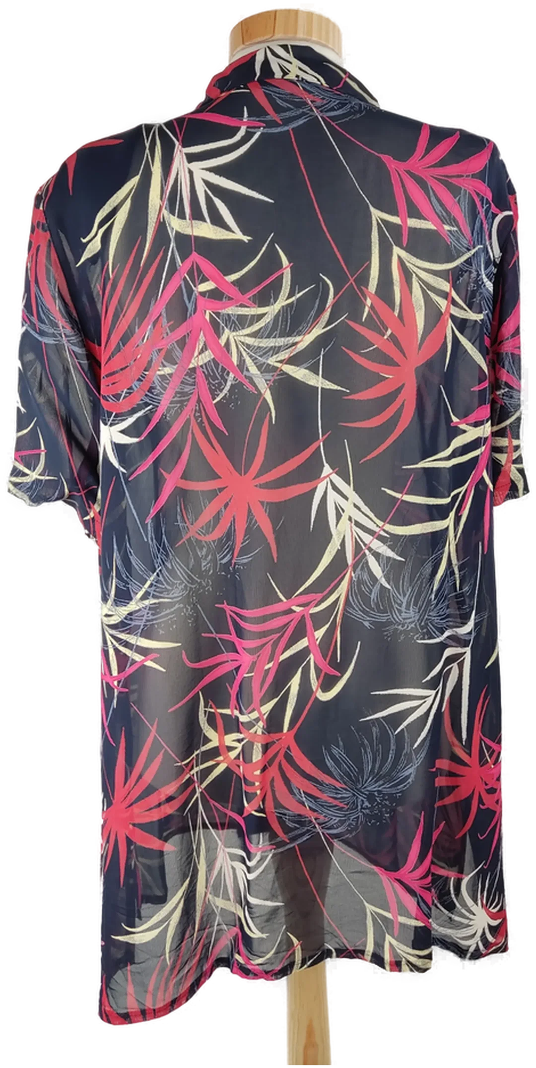 Bluse "Canda", kurzarm mit Kragen, pink/beige/dunkelblau gemustert, Größe 48 – Bild 3