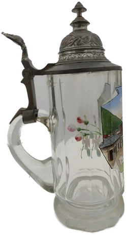 Glas-Bierkrug Pontafel-Pontebba Mit Zinndeckel 0,3 L | Historisches Sammlerstück - Bild 7
