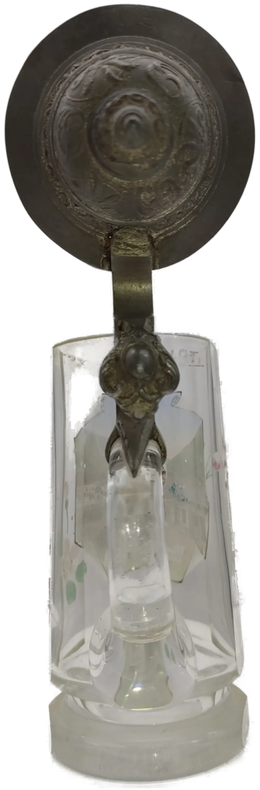 Glas-Bierkrug Pontafel-Pontebba Bierkrug Geprägter Zinndeckel 0,3 L | Historisches Sammlerstück – Bild 3