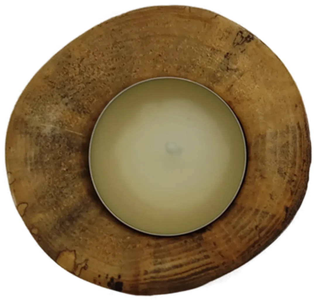 Teelichthalter aus Naturholz groß – Bild 2