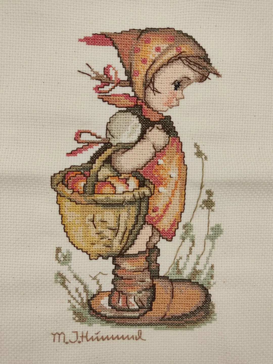 M. J. Hummel-Kreuzstich-Bild: Junges Mädchen mit Korb - Bild 1