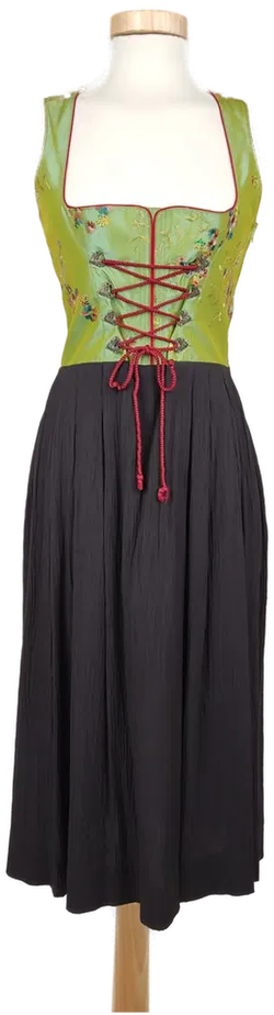 Salzburger Dirndl-Look Damen Trachten Kleid, grün/schwarz/rot - Gr. XS - Bild 4