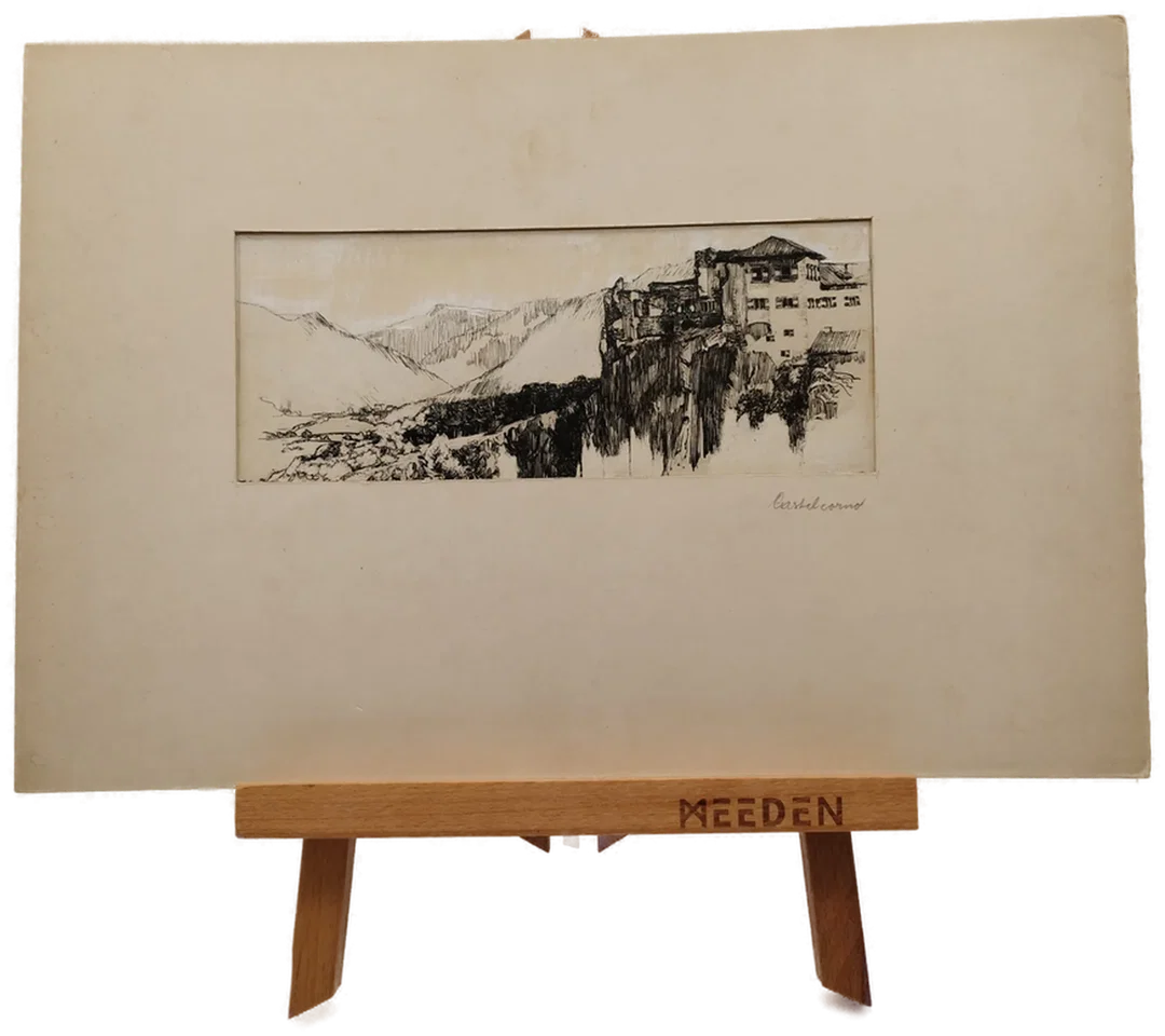 "Castel Corno" Original Radierung - 32,5 x 22 cm – Bild 1