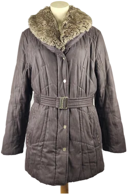 Damen-Winterjacke Gerry Weber | Dunkelbraun mit Fellkragen