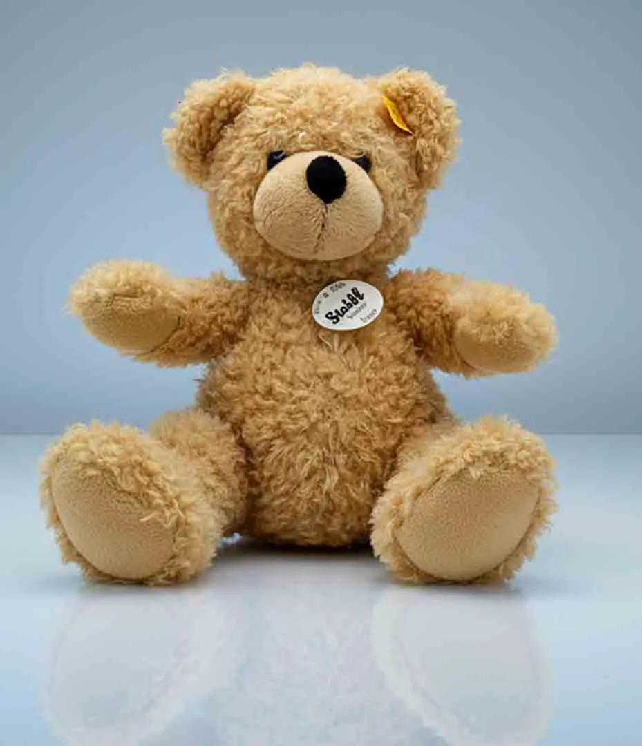 Steiff Teddybär Fynn 28cm Beige Knopf im Ohr gelbe Fahne Nr. 111471 – Bild 4