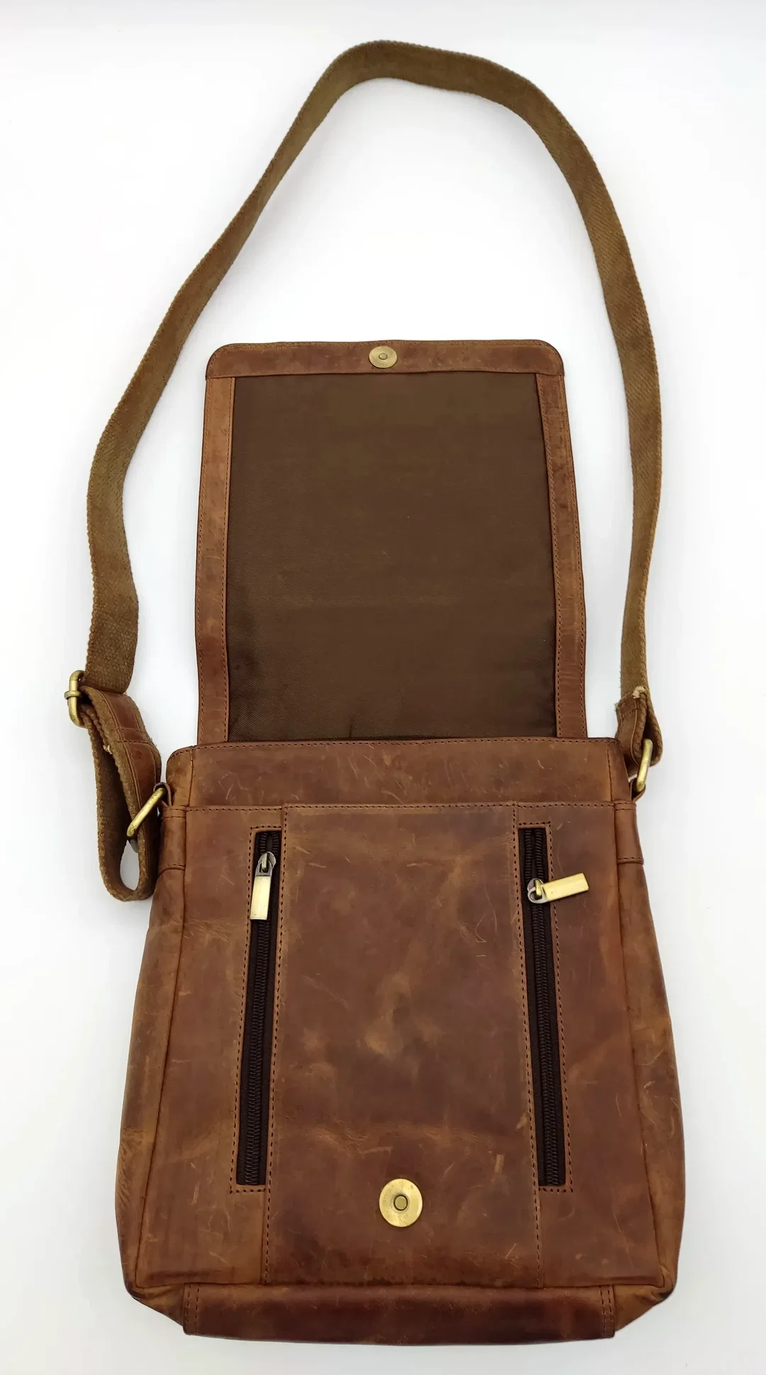 L&B Herren Leder Umhängetasche, braun – Bild 3