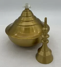 Traditionelle indische Messing-Öllampe  - Bild 2