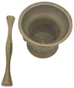 Antiker Mörser mit Stößel aus Messing, dekorativ & funktional, Mörser:  Höhe: ca. 7 cm  Breite (oben): ca. 8,5 cm - Bild 3