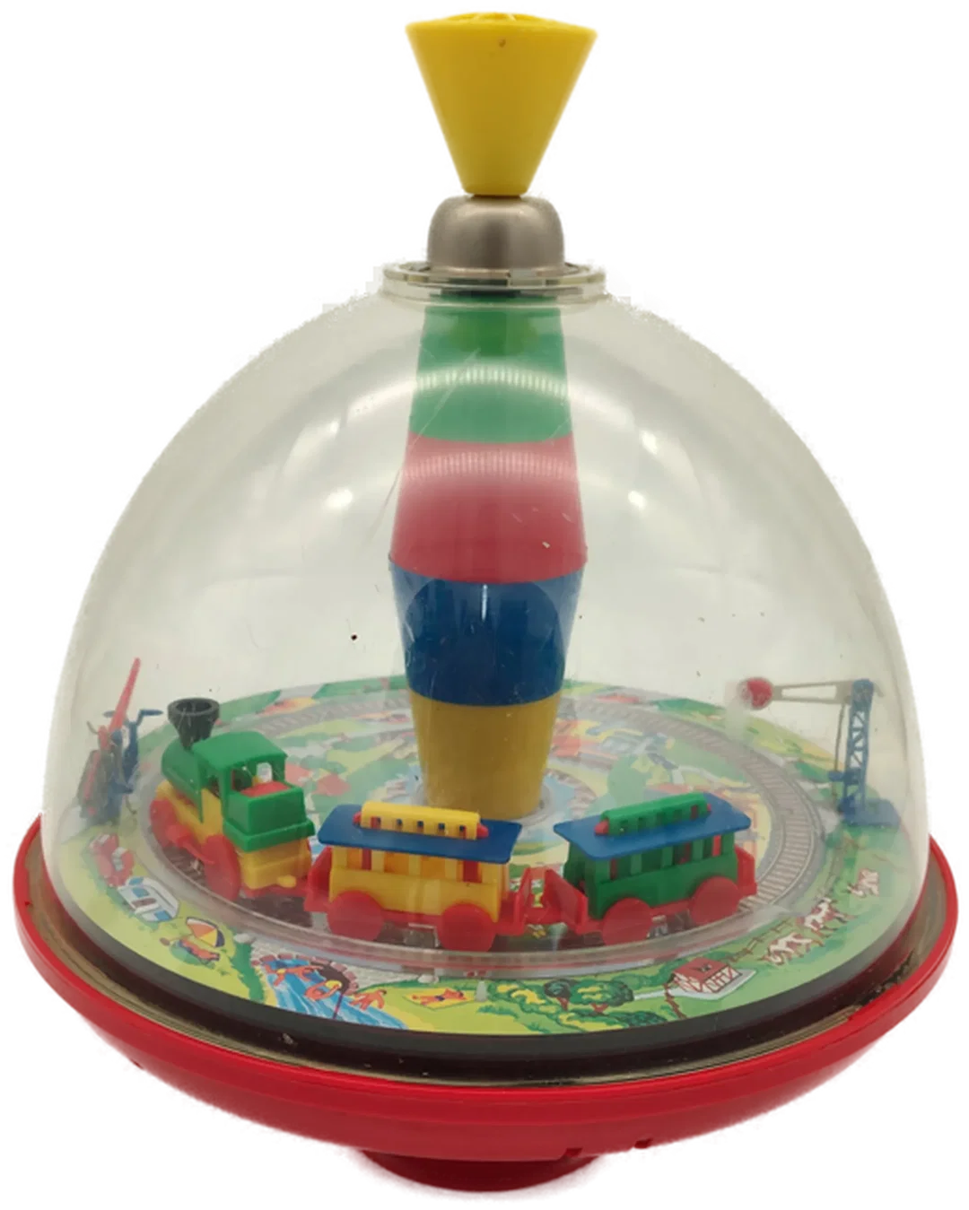 Bunte Spielzeug-Eisenbahn mit transparenter Haube | Retro-Charme – Bild 1