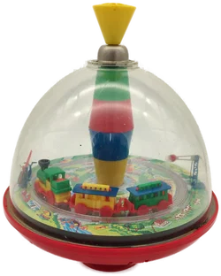 Bunte Spielzeug-Eisenbahn mit transparenter Haube | Retro-Charme – Vorschau 1