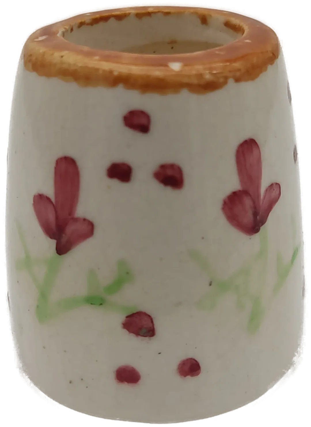Puppenhaus Zubehör: Miniatur Keramik-Setzkastenfigur mit Blumenmotiv | Sammlerstück  – Bild 1