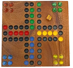 Mensch ärgere Dich nicht aus Holz mit Murmeln - Bild 1