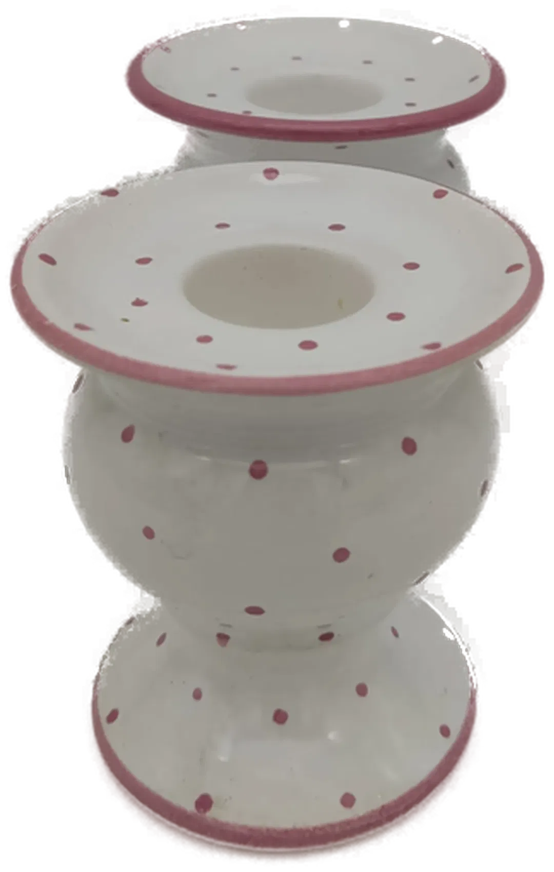 Gmundner Keramik Kerzenhalter Set (2 Stück) rosa Tupfen - Bild 1
