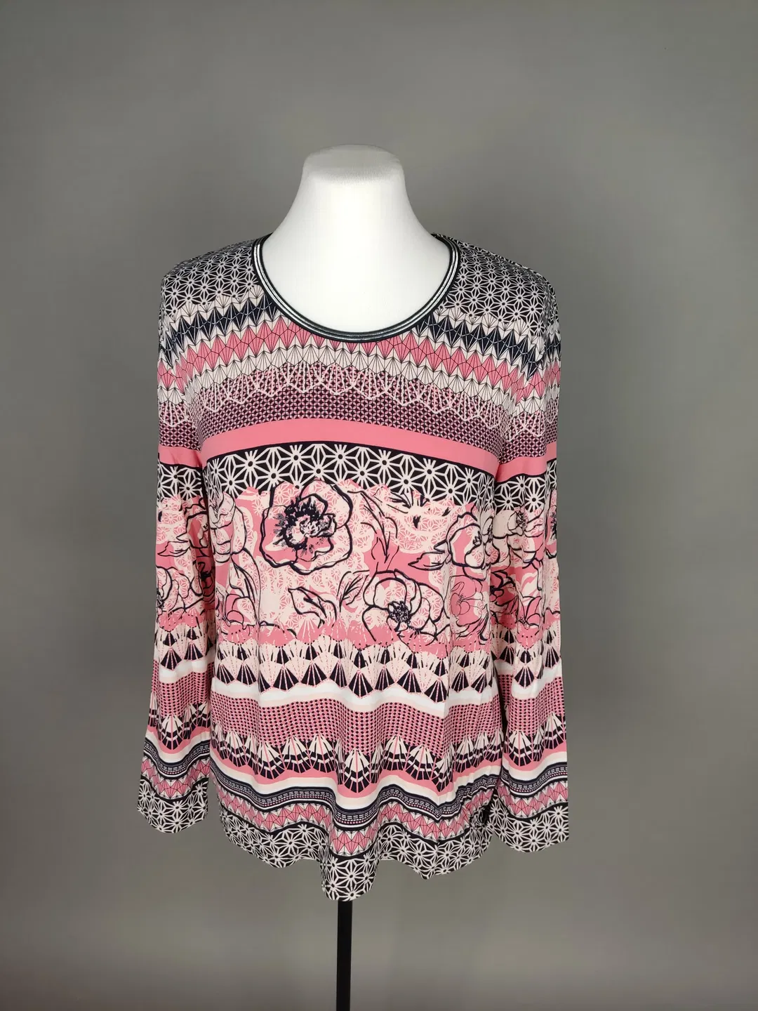 Gerry Weber Damen Langarmshirt rosa-blau - XL / 42 - Bild 4