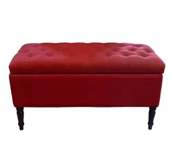 Polster-Sitztruhe, Rot, Chesterfield-Steppung, 90x40 cm, Stauraum - Bild 1