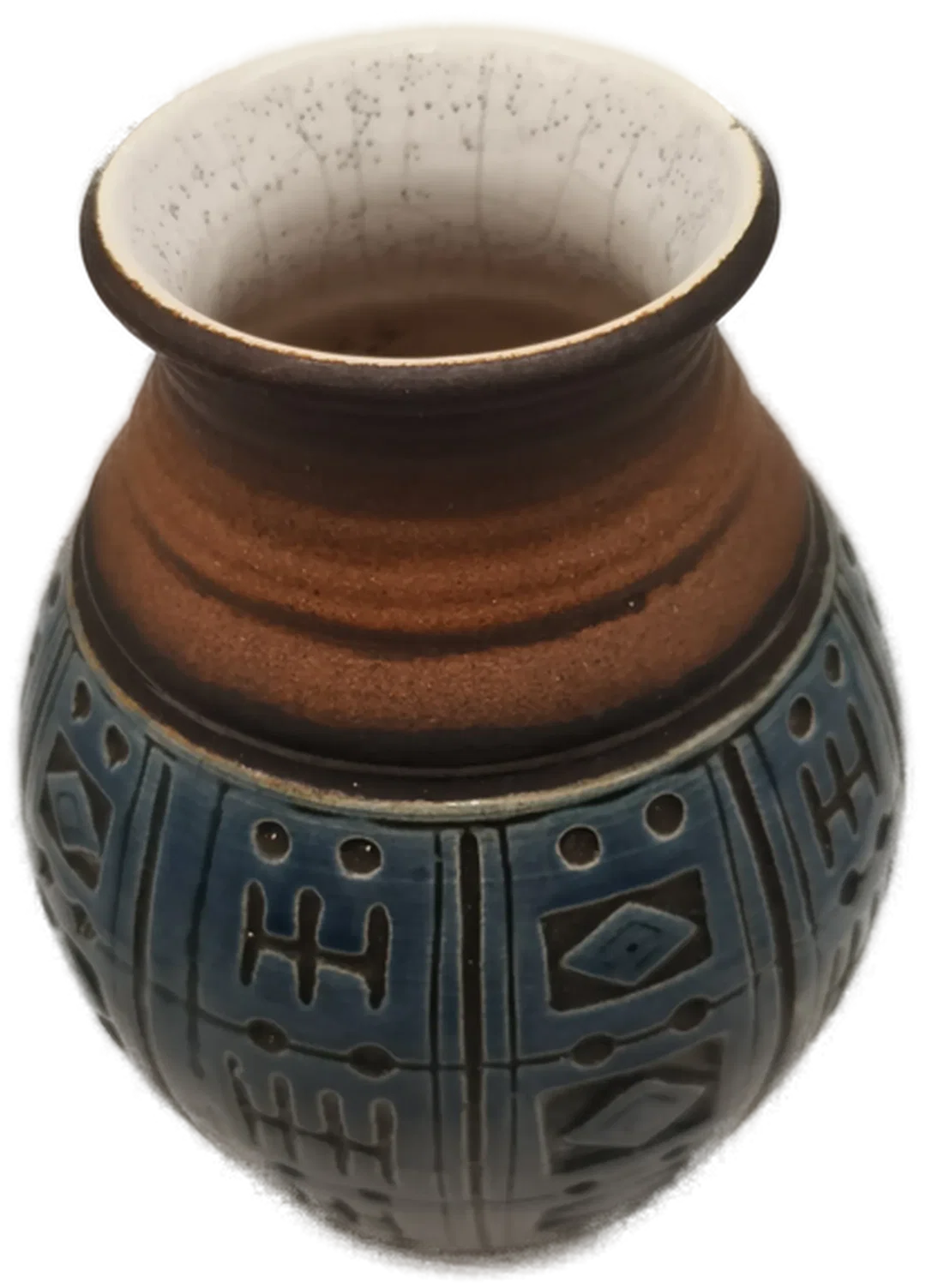 Vase vintage, braun/blau, Midcentury – Bild 2