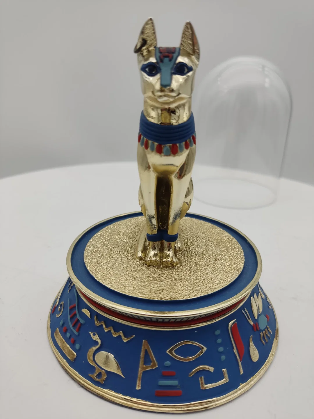 'The sacred  bast cat' Porzellan mit Glaskuppel & Zertifikat von Franklin Mint | Ägyptischer Schatz – Bild 4