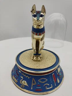'The sacred  bast cat' Porzellan mit Glaskuppel & Zertifikat von Franklin Mint | Ägyptischer Schatz - Bild 4