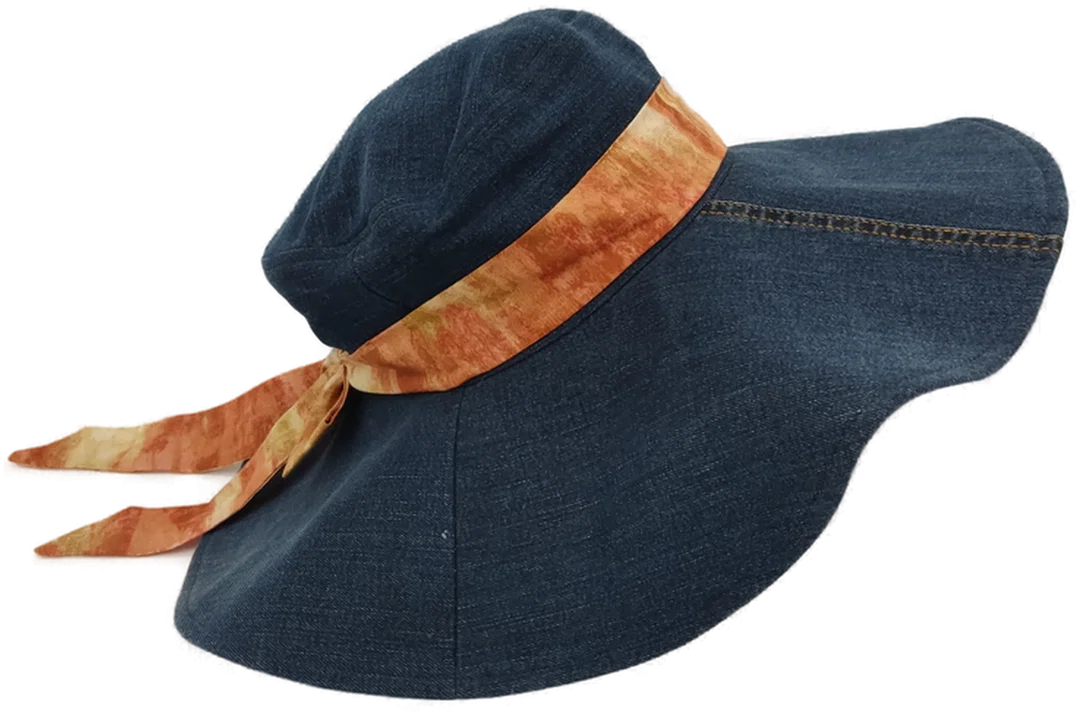 Damen Sonnenhut Jeansstoff mit buntem Hutband- Kopfumfang 22cm – Bild 3