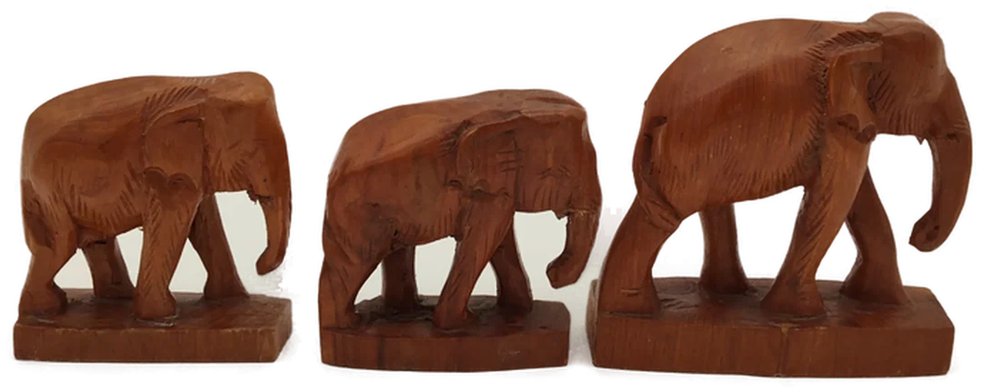 Holzelefanten Figuren, 3er-Set | Vintage-Charme – Bild 1