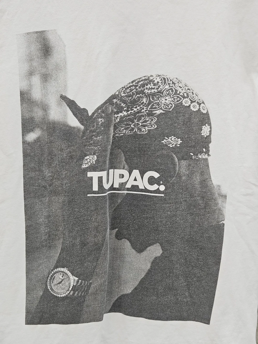 Herren T-Shirt mit Tupac-Aufdruck, weiß - Gr. XS – Bild 4