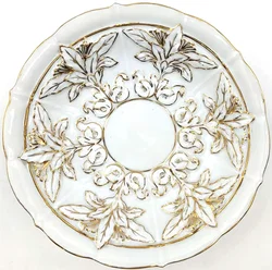 Tasse mit Untertasse Meissen (2-teilig) - gold gehöhter reliefierter Blattdekor – Vorschau 4