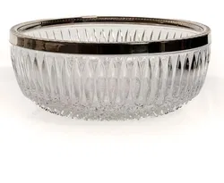 Englische Bleikristallschale mit abnehmbaren versilbertem Rand - Bild 2