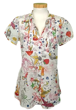Desigual Damen bluse weiß gemustert Gr. S - Bild 1