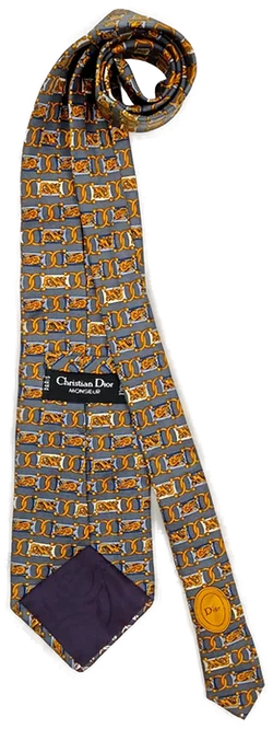 Dior Herren Vintage Krawatte grau/gelb gemustert - Bild 2