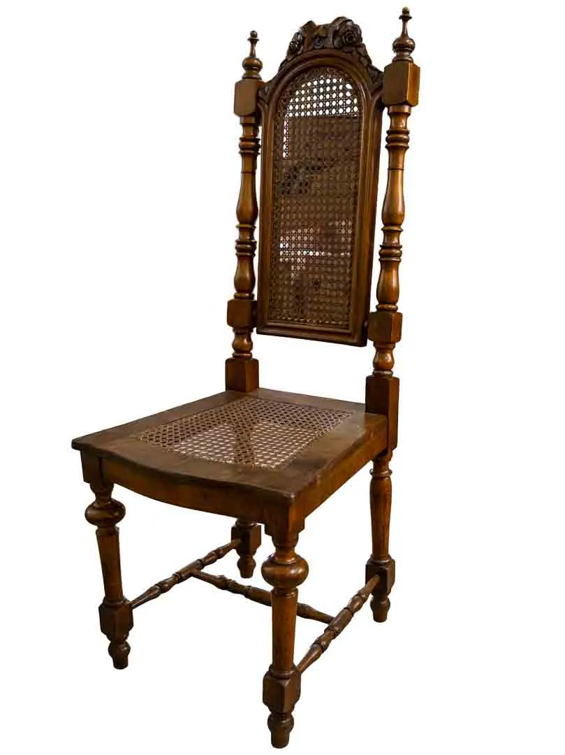 Vintage Sessel Gründerzeit-Hochlehner mit Wiener Geflecht und Rosenschnitzerei - Bild 4